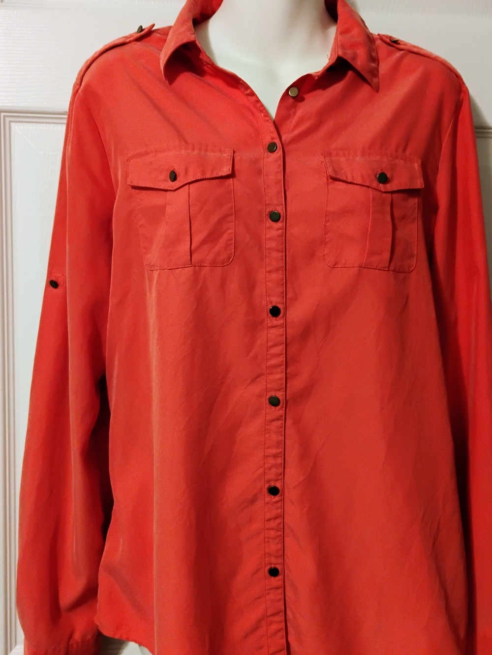 Banana Republic Orange Button-Down Soft Brushed Shirt